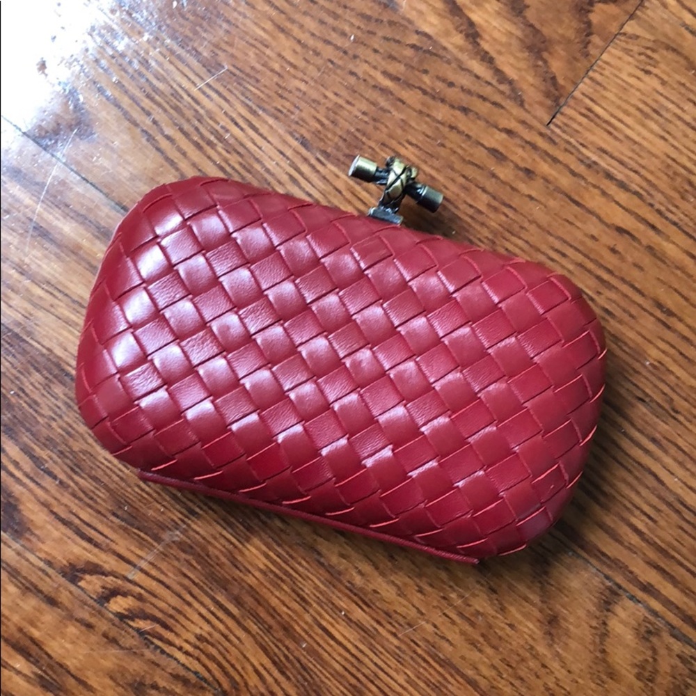 Cochni Red genuine leather woven clutch